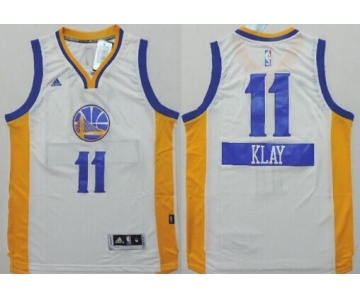 Golden State Warriors #11 Klay Thompson Revolution 30 Swingman 2014 Christmas Day White Jersey