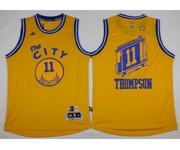 Golden State Warriors #11 Klay Thompson Revolution 30 Swingman 2015-16 Retro Gold Jersey