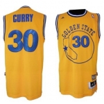 Golden State Warriors #30 Stephen Curry ABA Hardwood Classic Swingman Yellow Jersey