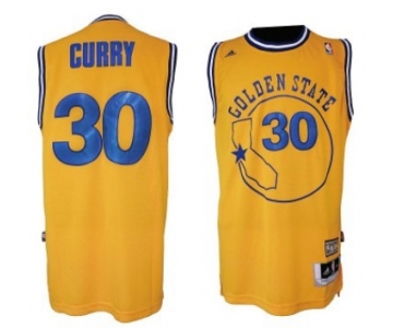 Golden State Warriors #30 Stephen Curry ABA Hardwood Classic Swingman Yellow Jersey