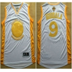 Golden State Warriors #9 Andre Iguodala 2015 NBA Final Game Gold Name White Jersey