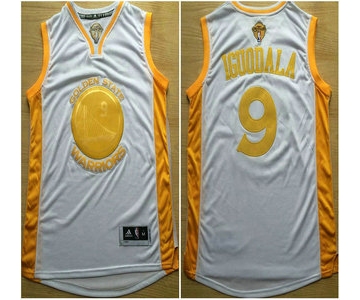 Golden State Warriors #9 Andre Iguodala 2015 NBA Final Game Gold Name White Jersey