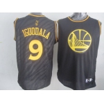 Golden State Warriors #9 Andre Iguodala Revolution 30 Swingman 2014 Black With Gold Jersey