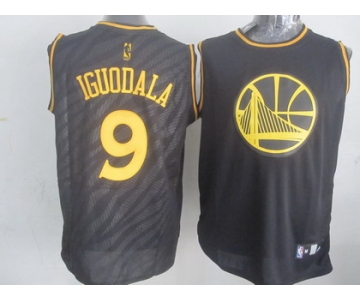 Golden State Warriors #9 Andre Iguodala Revolution 30 Swingman 2014 Black With Gold Jersey