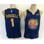 Men's Golden State Warriors #1 D'Angelo Russell Blue 2019 Nike Swingman NEW Rakuten Logo Stitched NBA Jersey