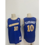 Men's Golden State Warriors #10 Tim Hardaway Blue 1990-92 Hardwood Classics Mesh Jersey