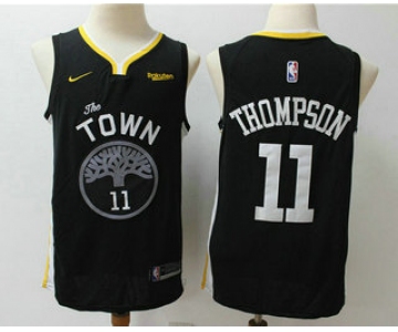 Men's Golden State Warriors #11 Klay Thompson Black 2019 Nike Swingman NEW Rakuten Logo Stitched NBA Jersey