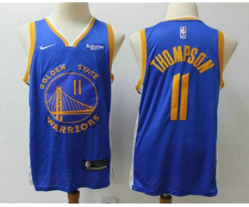 Men's Golden State Warriors #11 Klay Thompson Blue 2019 Nike Swingman NEW Rakuten Logo Stitched NBA Jersey