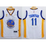 Men's Golden State Warriors #11 Klay Thompson White 2015 Championship Patch Jersey