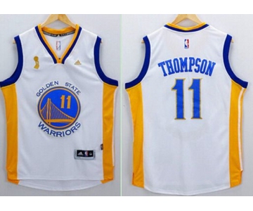 Men's Golden State Warriors #11 Klay Thompson White 2015 Championship Patch Jersey