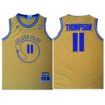 Men's Golden State Warriors #11 Klay Thompson Yellow Hardwood Classics Soul Swingman Throwback Jersey