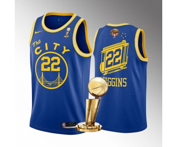 Mens Golden State Warriors #22 Andrew Wiggins Royal 2022 NBA Finals Champions Stitched Jersey