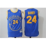 Men's Golden State Warriors #24 Rick Barry Blue Hardwood Classics Soul Swingman Throwback The City Jersey