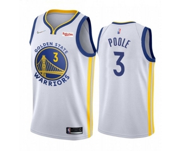 Men's Golden State Warriors #3 Jordan Poole 2022 White 75th Anniversary Stitched Jersey