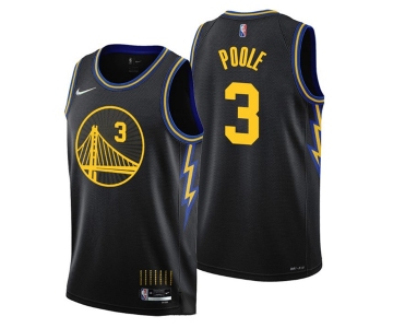 Men's Golden State Warriors #3 Jordan Poole Black Stitched Basketball Jersey