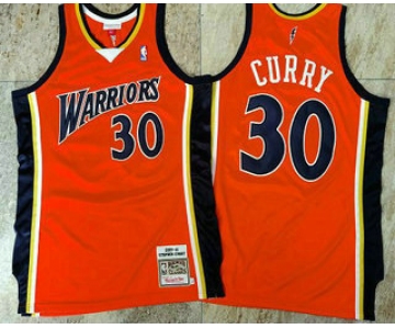 Men's Golden State Warriors #30 Stephen Curry 2009-10 Orange Hardwood Classics Soul AU Throwback Jersey