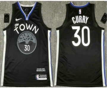 Men's Golden State Warriors #30 Stephen Curry Black 2020 Nike Swingman Printed NBA Jersey