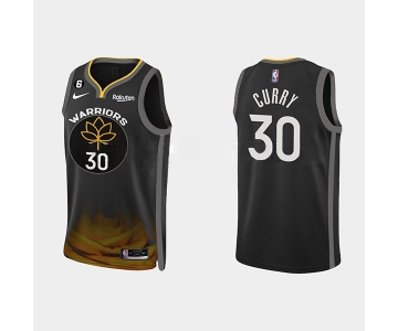 Men's Golden State Warriors #30 Stephen Curry Black 2022-23 City edition Stitched Basketball Jersey