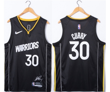 Men's Golden State Warriors #30 Stephen Curry Black 75th Anniversary Stitched Jersey