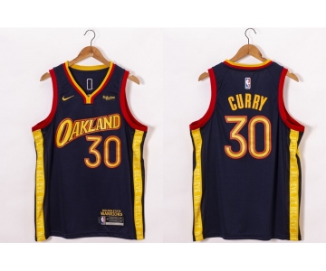 Men's Golden State Warriors #30 Stephen Curry Black NEW 2021 Nike City Edition Stitched Jersey With Sponsor Logo