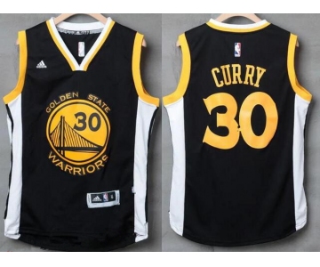 Men's Golden State Warriors #30 Stephen Curry Black With White Edge Stitched NBA Adidas Revolution 30 Swingman Jersey