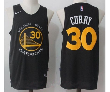 Men's Golden State Warriors #30 Stephen Curry Black with Yellow 2017-2018 Nike Swingman Stitched NBA Jersey