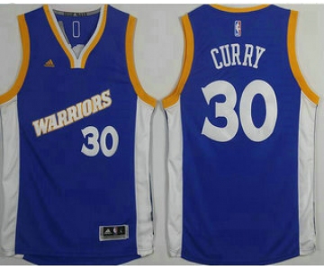 Men's Golden State Warriors #30 Stephen Curry Blue Retro Stitched 2016 NBA Revolution 30 Swingman Jersey