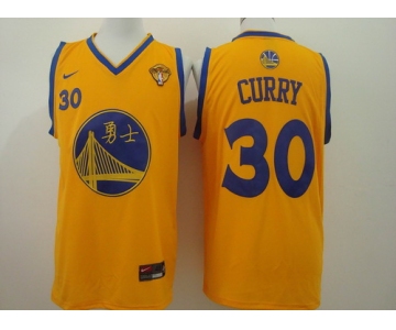 Men's Golden State Warriors #30 Stephen Curry Chinese Yellow Nike Authentic Jersey