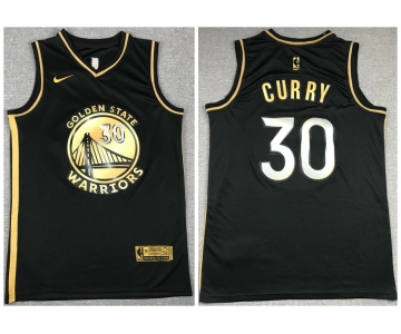 Men's Golden State Warriors #30 Stephen Curry NEW 2020 Black Golden Edition Nike Swingman Jersey