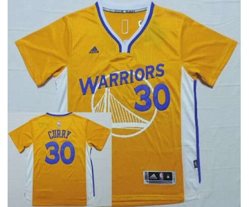 Men's Golden State Warriors #30 Stephen Curry Revolution 30 Swingman 2014 New Yellow Short-Sleeved Jersey