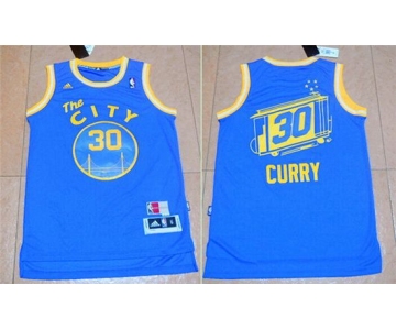 Men's Golden State Warriors #30 Stephen Curry Revolution 30 Swingman 2015-16 Retro Blue Jersey