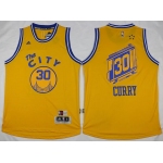 Men's Golden State Warriors #30 Stephen Curry Revolution 30 Swingman 2015-16 Retro Yellow Jersey