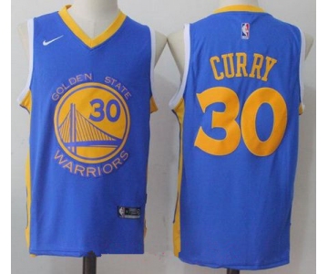 Men's Golden State Warriors #30 Stephen Curry Royal Blue 2017-2018 Nike Swingman Stitched NBA Jersey