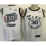 Men's Golden State Warriors #30 Stephen Curry White 2011 City Edition NEW Rakuten Logo NBA Swingman Jersey