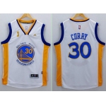 Men's Golden State Warriors #30 Stephen Curry White 2015 Championship Patch Jersey