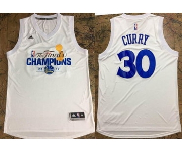 Men's Golden State Warriors #30 Stephen Curry White 2017 The Finals Championship Stitched NBA adidas Swingman Jersey