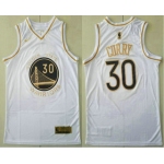 Men's Golden State Warriors #30 Stephen Curry White Golden Nike Swingman Stitched NBA Jersey