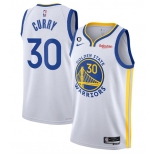 Men's Golden State Warriors #30 Stephen Curry White With No.6 Patch Stitched Jersey