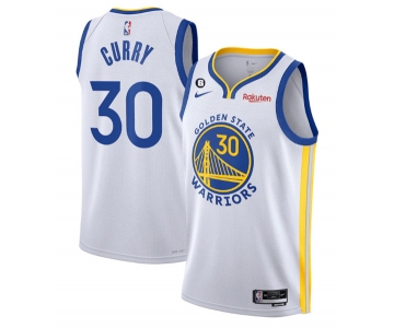 Men's Golden State Warriors #30 Stephen Curry White With No.6 Patch Stitched Jersey