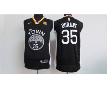 Men's Golden State Warriors #35 Kevin Durant Black 2017-2018 Nike Swingman Rakuten Stitched NBA Jersey