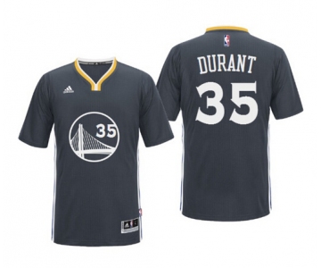 Men's Golden State Warriors #35 Kevin Durant Black Short-Sleeved Revolution 30 Swingman Basketball Jersey