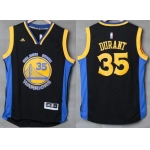 Men's Golden State Warriors #35 Kevin Durant Black With Blue Edge Stitched NBA Adidas Revolution 30 Swingman Jersey