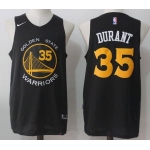 Men's Golden State Warriors #35 Kevin Durant Black with Yellow 2017-2018 Nike Swingman Stitched NBA Jersey