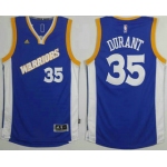 Men's Golden State Warriors #35 Kevin Durant Blue Retro Stitched 2016 NBA Revolution 30 Swingman Jersey