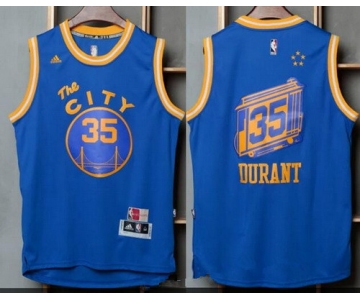 Men's Golden State Warriors #35 Kevin Durant Blue The City Revolution 30 Swingman Basketball Jersey