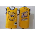 Men's Golden State Warriors #35 Kevin Durant Yellow 2015-16 Retro Revolution 30 Swingman Basketball Jersey