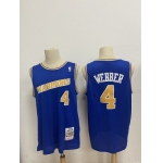 Men's Golden State Warriors #4 Chris Webber Blue 1990-94 Hardwood Classics Mesh Jersey