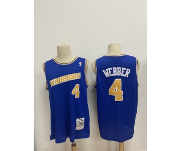 Men's Golden State Warriors #4 Chris Webber Blue 1990-94 Hardwood Classics Mesh Jersey