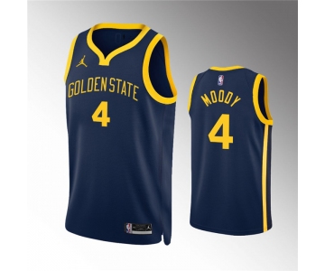 Men's Golden State Warriors #4 Moses Moody Navy Statement EditionStitched Jersey