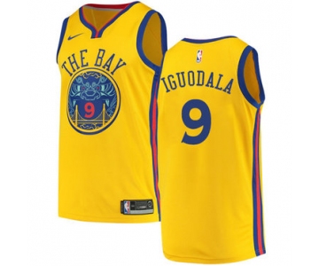 Men's Golden State Warriors #9 Authentic Andre Iguodala Gold City Edition Nike NBA Jersey